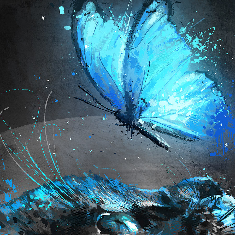 ▷ Tableau avec une peinture d'un papillon très coloré