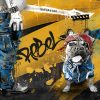 tableau pop street art rockeur enfant musique bulldog