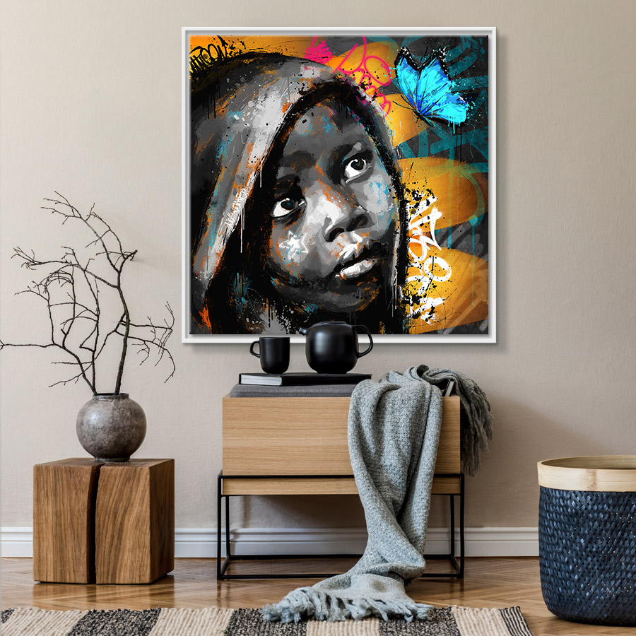 tableau portrait street art enfant africain