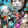 tableau street art asie frere et soeur voyage portrait