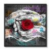 Tableau deco street art les mains et la rose graffiti