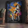 tableau street art pop art petite fille saxophone musicien romaric