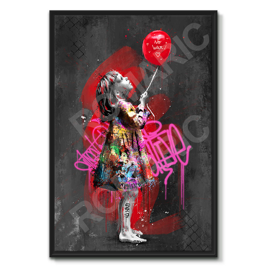 Poster Affiche Banksy Fillette Ballon Rouge Coeur Enfant 