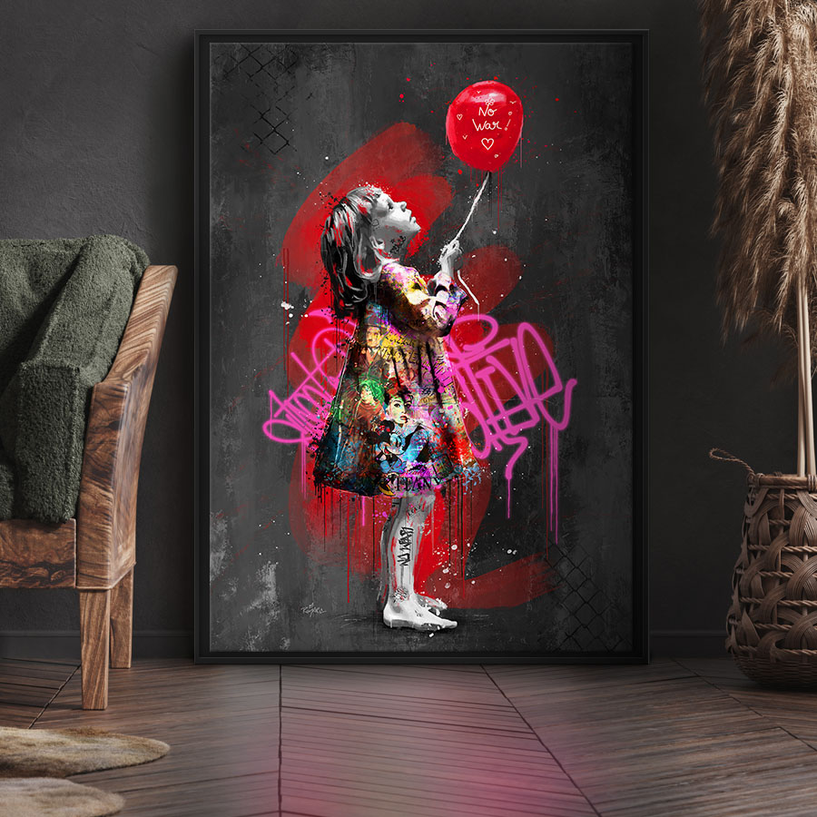 La petite fille et le ballon - Tableau street art - Romaric Artiste