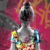 tableau street art pop art petite fille danseuse classique nounours