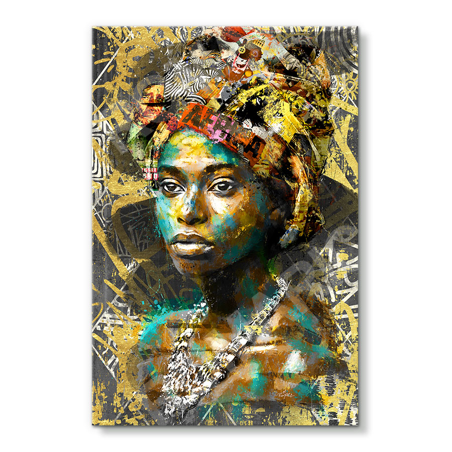 Tableau déco portrait Femme Déesse africaine - Tableau Deco