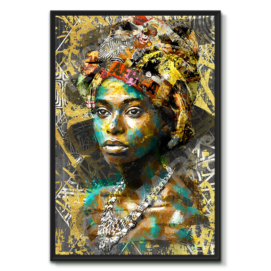 tableau deco portrait femme africaine street art