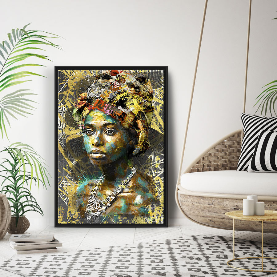 tableau deco portrait femme africaine street art