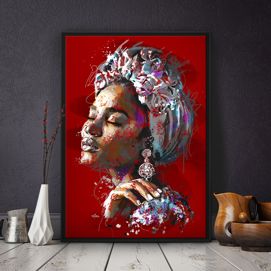 tableau deco portrait femme africaine esquisse peinture nia romaric