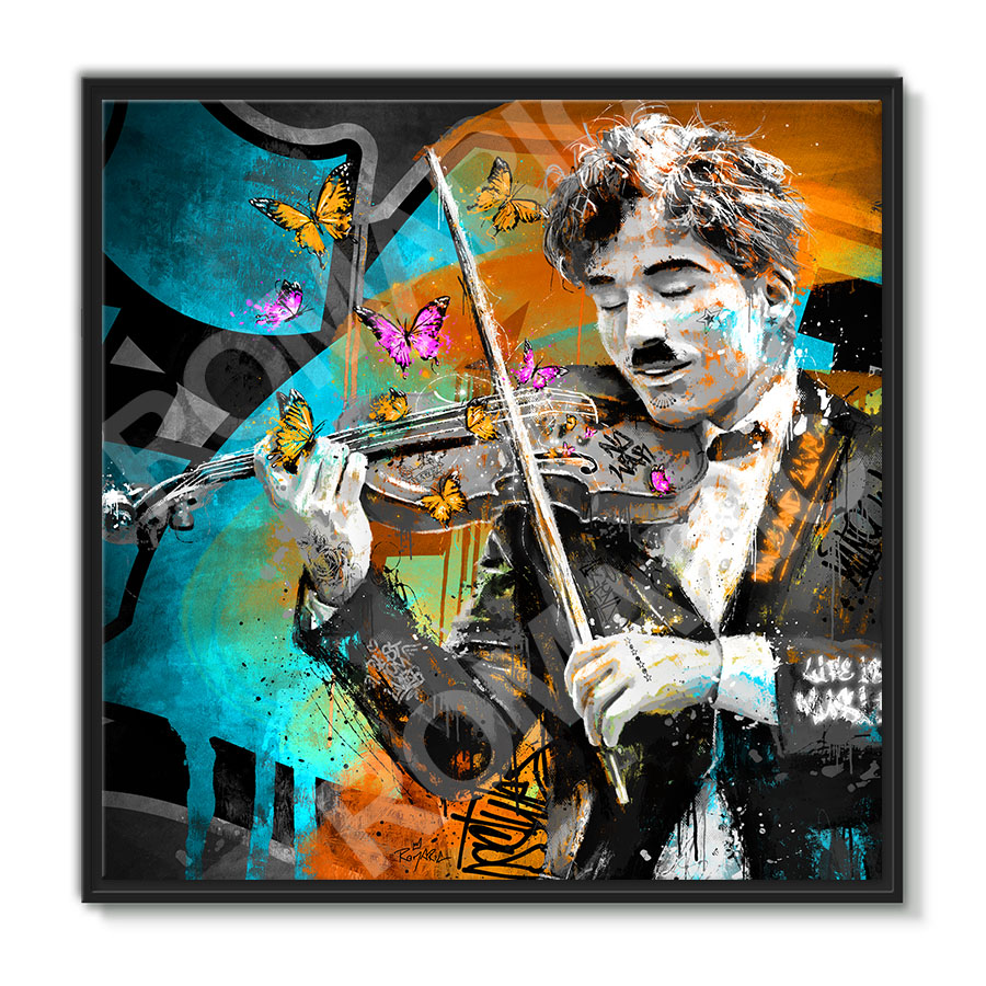 Charlie Chaplin au violon - Street art