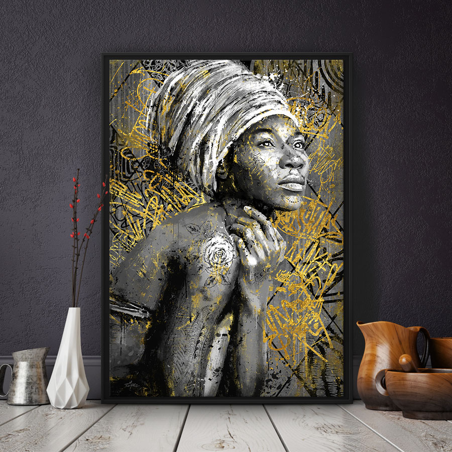 tableau deco portrait femme africaine coumba voyage peinture