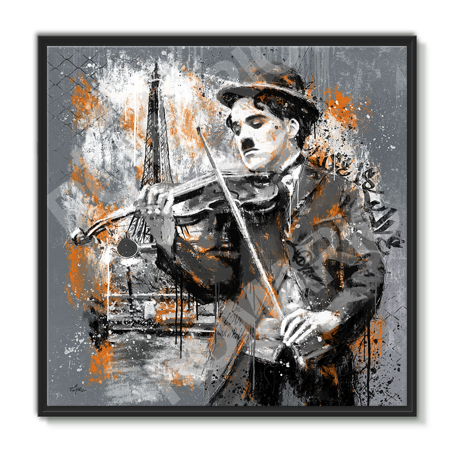tableau deco Charlie Chaplin violon violoniste Paris