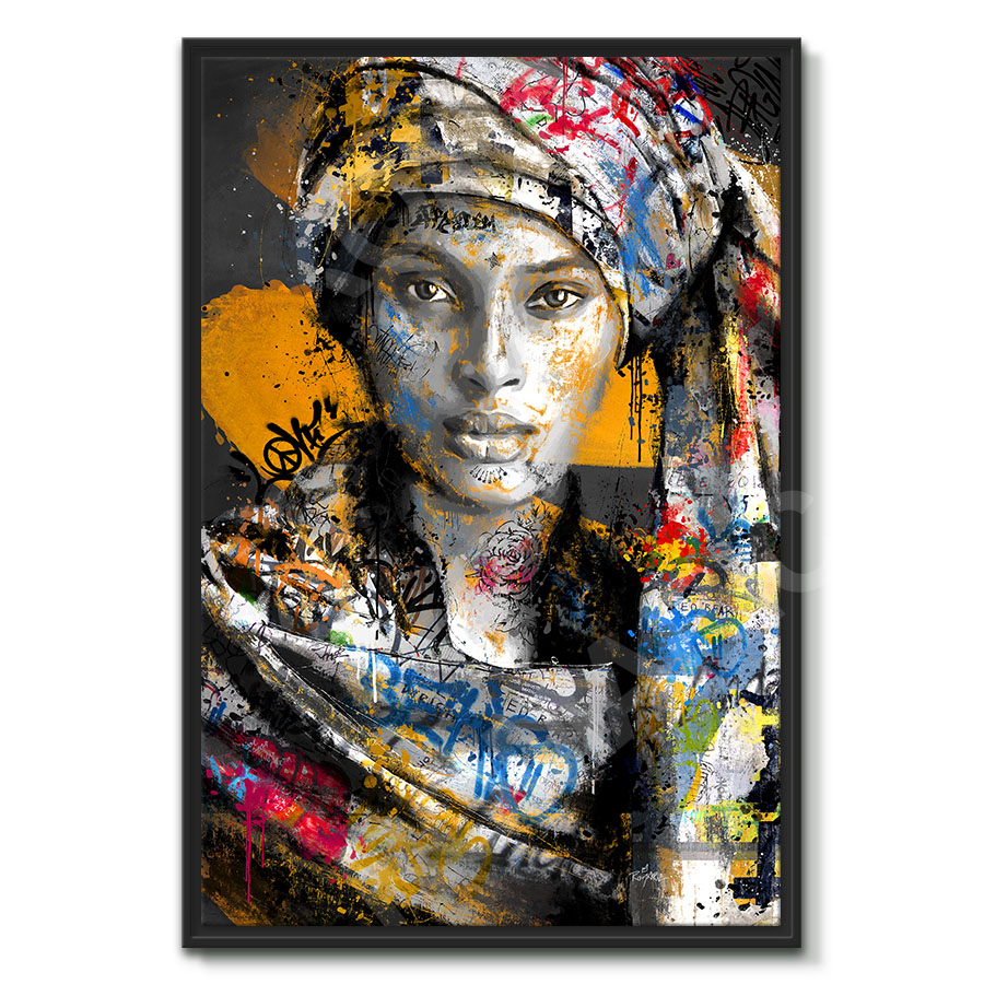 tableau deco portrait femme arabe du monde peinture street art