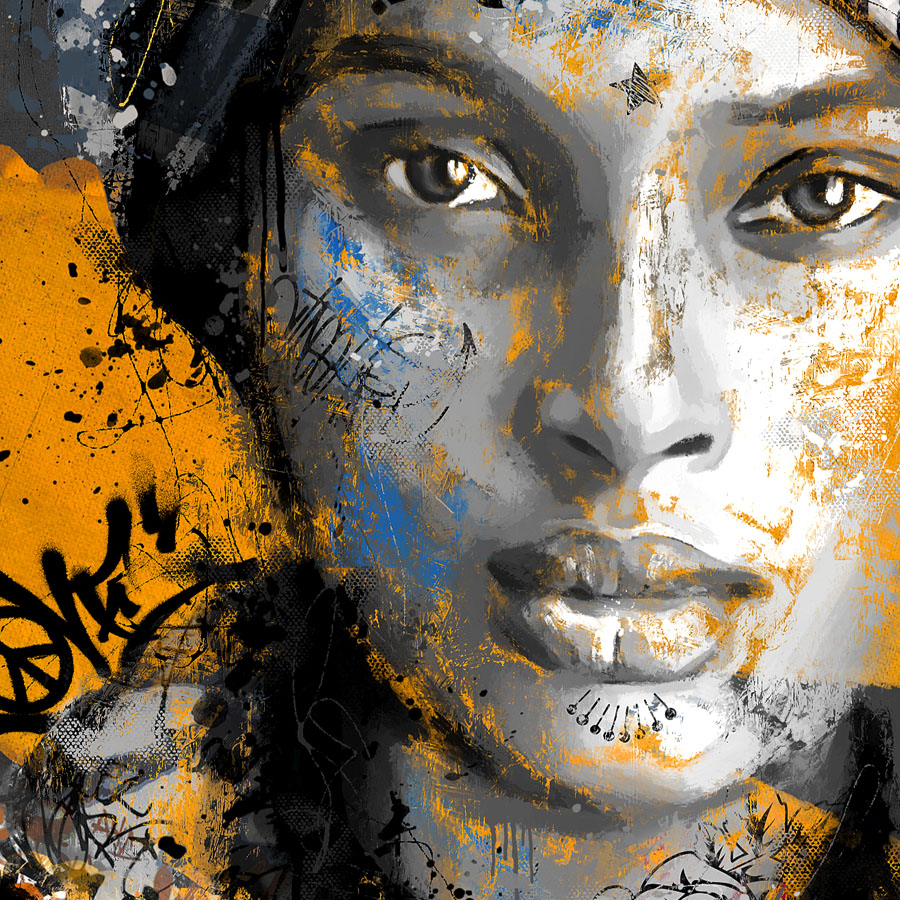 tableau deco portrait femme arabe du monde peinture street art