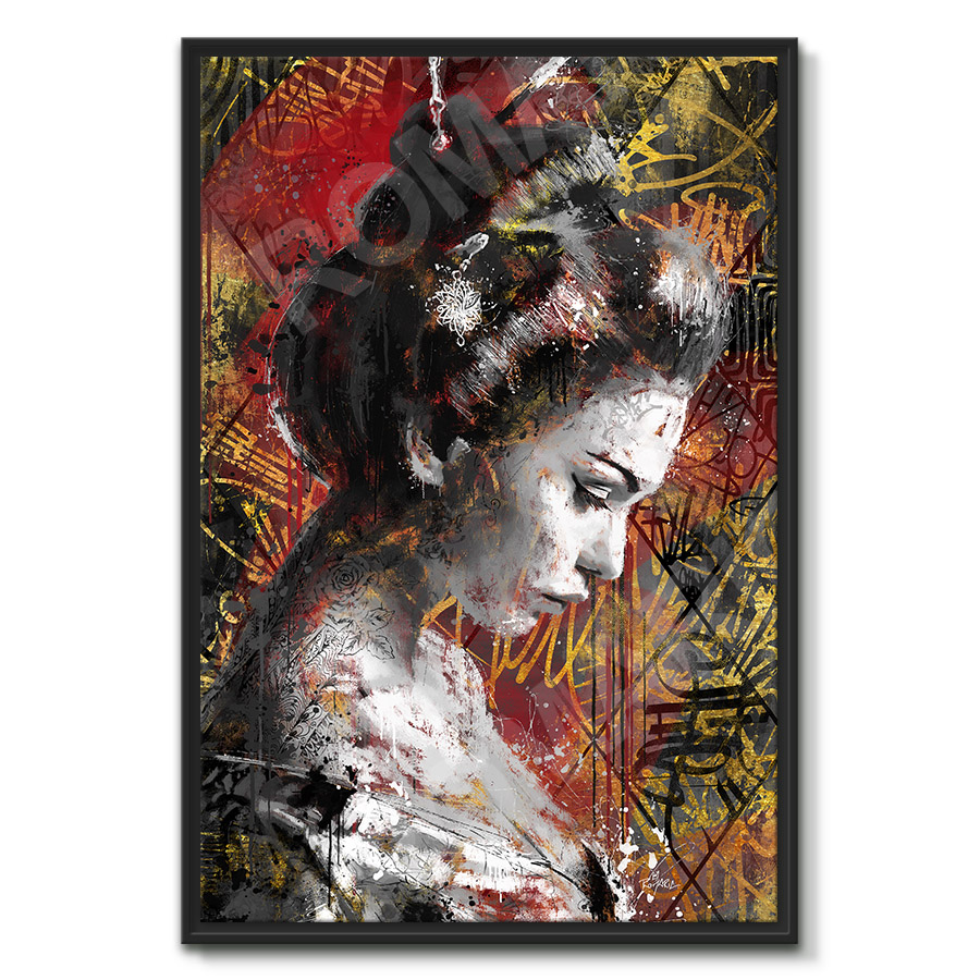 tableau deco peinture femme geisha asie asiatique