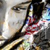 tableau deco street art portrait femme africaine voile