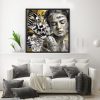 tableau deco pop street art femme petit ange noir et blanc