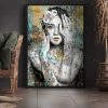 tableau deco portrait de femme peinture street art tatouage asiatique