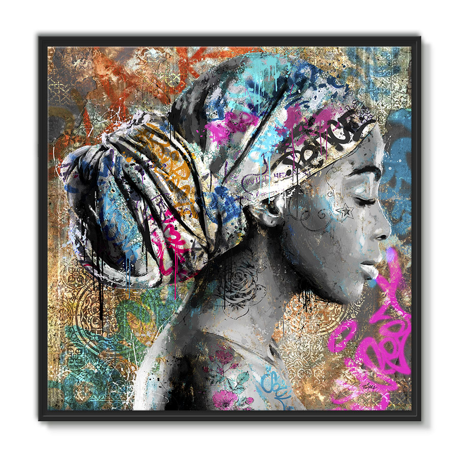 tableau portrait femme street art graffiti africaine