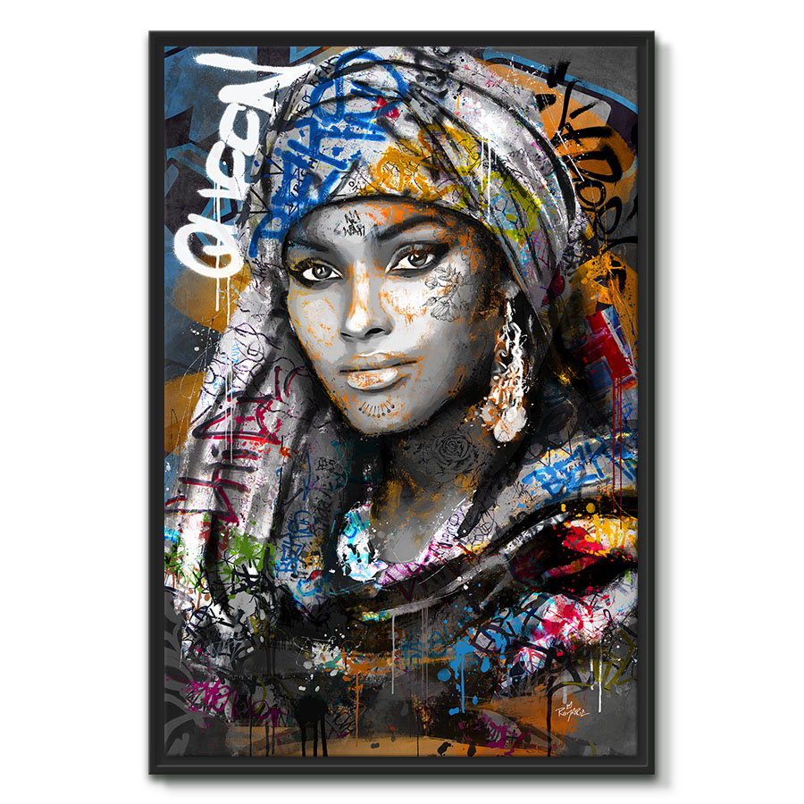 tableau deco street art portrait femme arabe graffiti ethnique