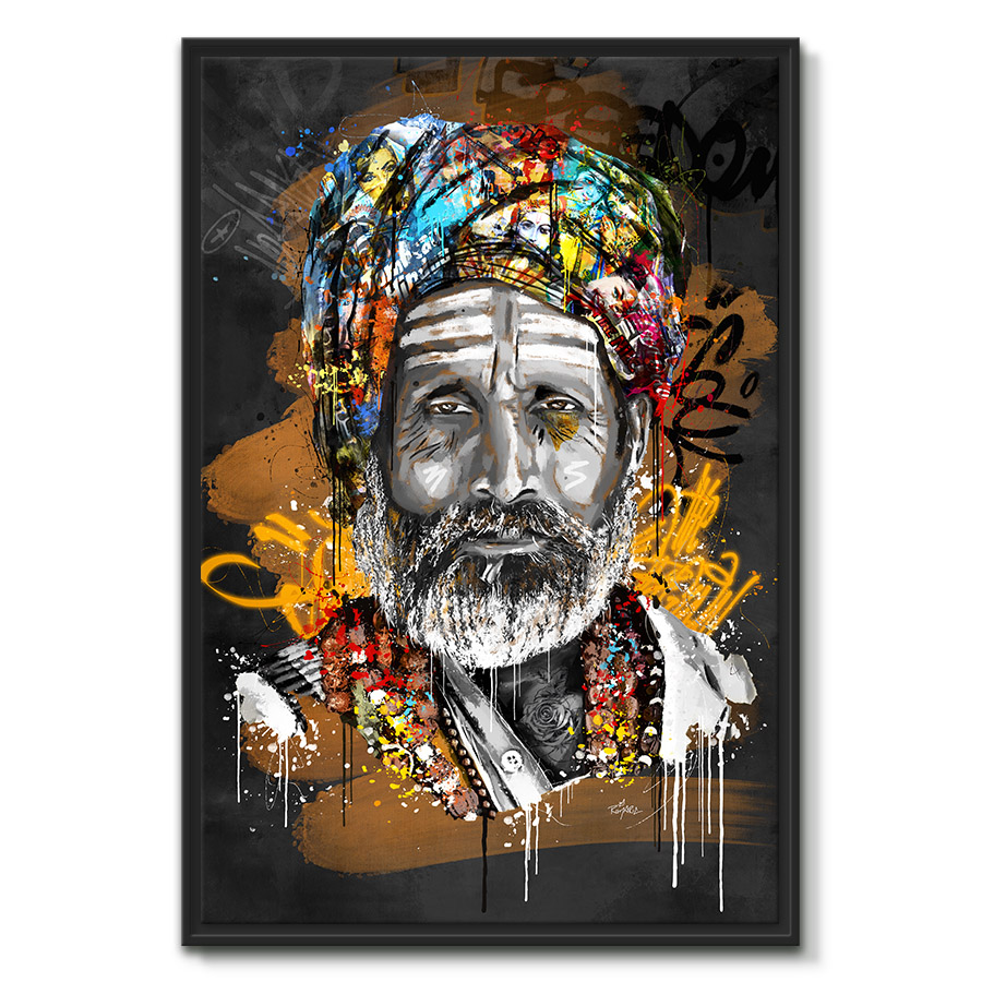 tableau deco portrait street art hindou saka romaric