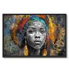 tableau deco portrait femme africaine street art artiste pop art