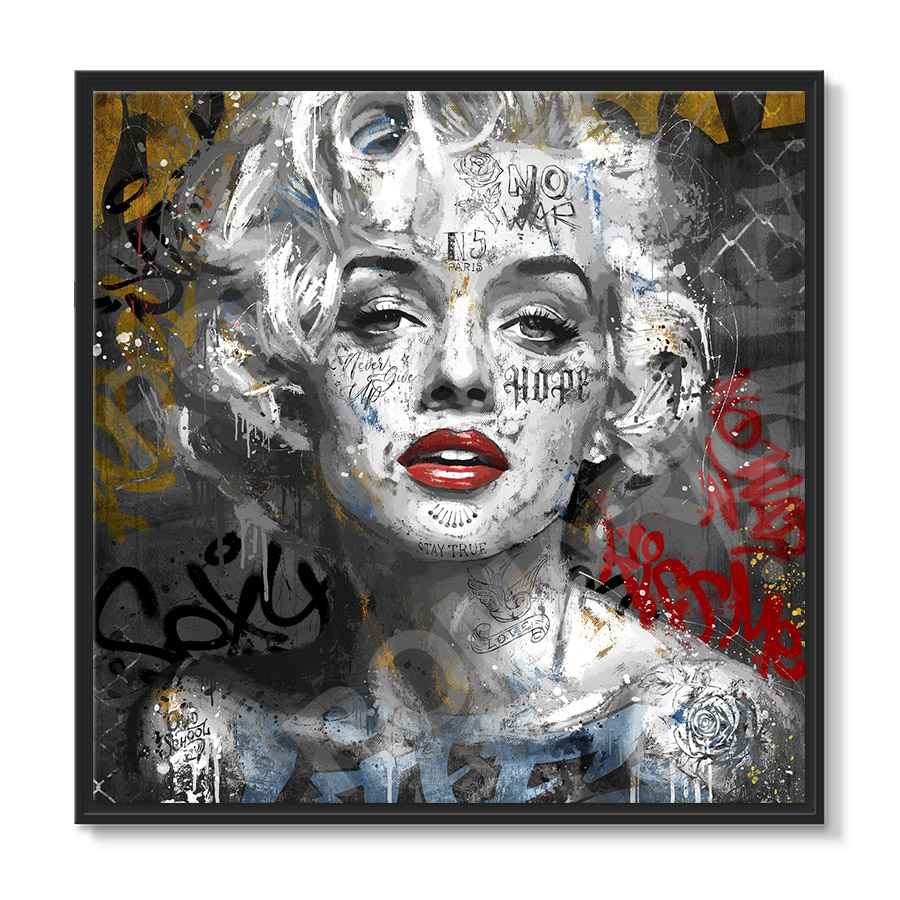 tableau deco portrait de street art marylin monroe pop art