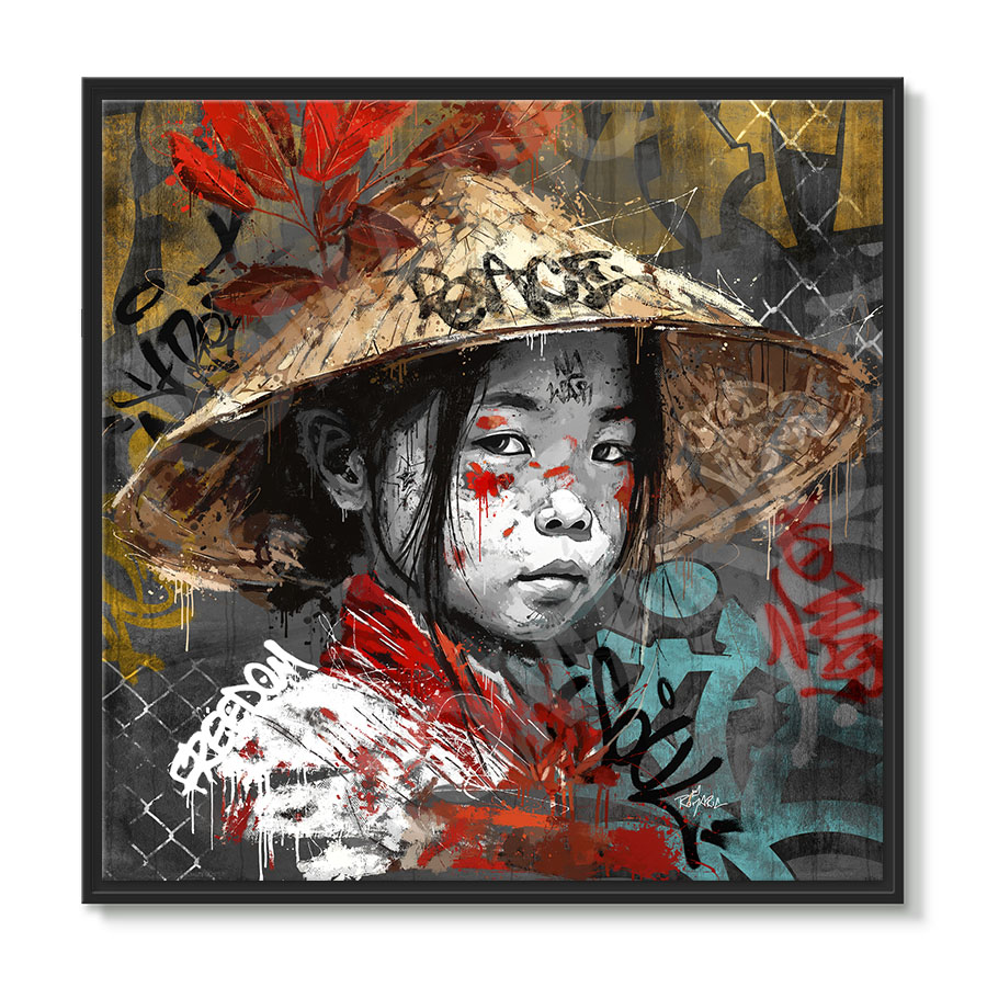 tableau decoratif mural portrait street vietnamienne artiste