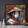 tableau decoratif mural portrait street vietnamienne artiste