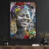Tableau decoratif peinture-artiste-portrait-femme-africaine traditionnelle keisha