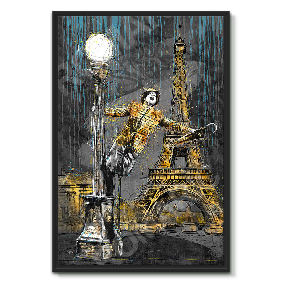 tableau deco chantons sous la pluie film paris montmartre peinture artiste