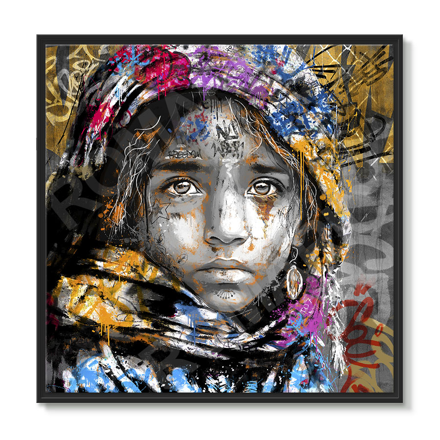 tableau deco street art portrait ethnique petite fille zoya