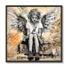 tableau deco street art ange oiseau peinture artiste graffiti banksy