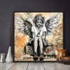 tableau deco street art ange oiseau peinture artiste graffiti banksy