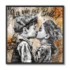 tableau deco bisou enfant banksy peinture artiste romaric