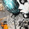 tableau deco petite fille ballon papillon banksy peinture graffiti street art