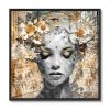 tableau deco portrait de femme fleur florale peinture artiste romaric