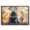 tableau deco street art Dark Vador et la petite fille avec une fleur artiste Romaric