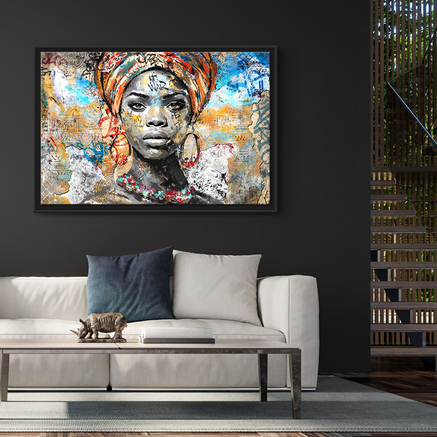 Tableau deco Portrait de Salima femme africaine street art Street-art femme africaine Artiste Romaric