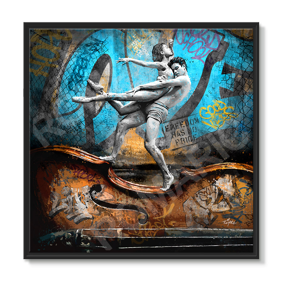 Tableau deco street art les danseurs sur le violon tableau Romaric